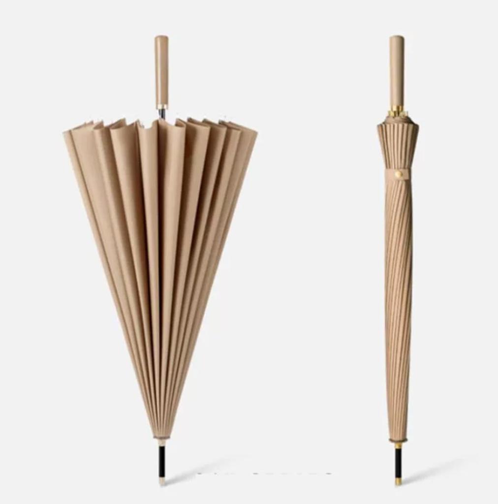 long 24 190T high strength glass glass diameter Teflon super water rainy season for both sun and super water typhoon brown Umbrella, umbrella, ribs,