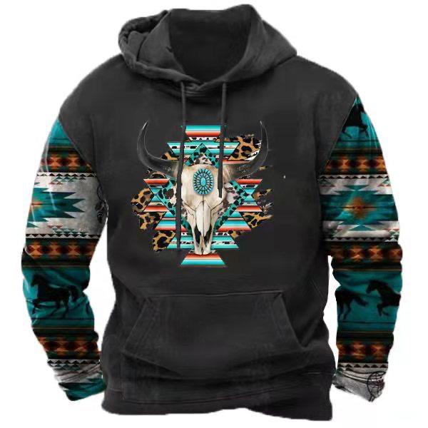 Men's Plus Size 3D Printed Western Hoodie