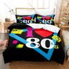 I Love The 80s Bedding Set Duvet Cover + 2 Pillowcases Retro 80s Neon Cassette Tape Pop Vintage Bedroom Decor