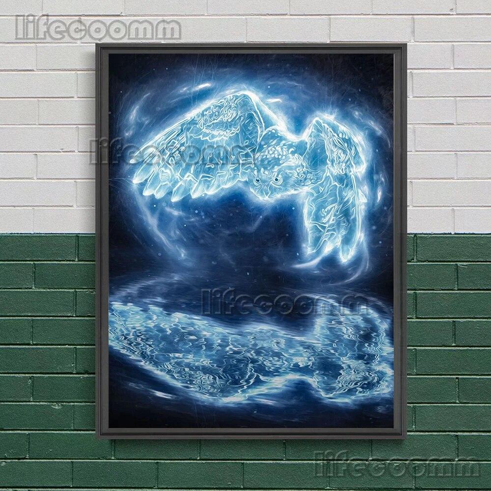 Animal Elves In The Forest Wall Art Canvas Painting Stag,Raven,Owl,Leopard,Mystical Creature Art Poster And Print Home Decor No Frame