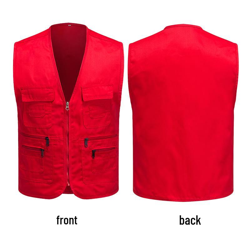 Custom Logo Multi-Pocket Reflective Safety Vest for Photography, Volunteers, and Construction