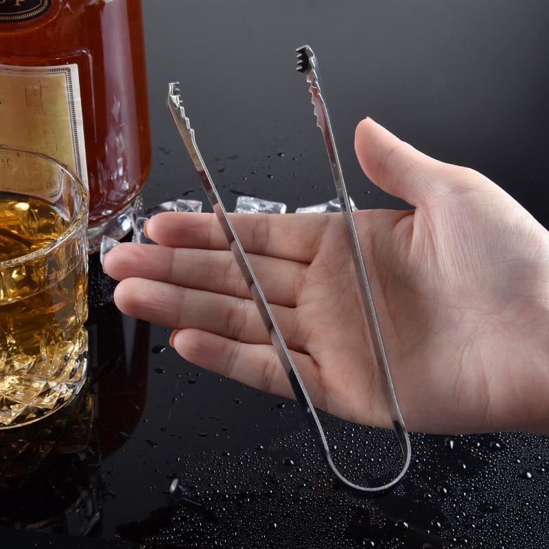Stainless Steel Ice Clamp Multi-Purpose Food Clip Candy Bar Ice Cube Tongs BBQ Baking Tools Non-Stick Cookware Gadgets 1pcs