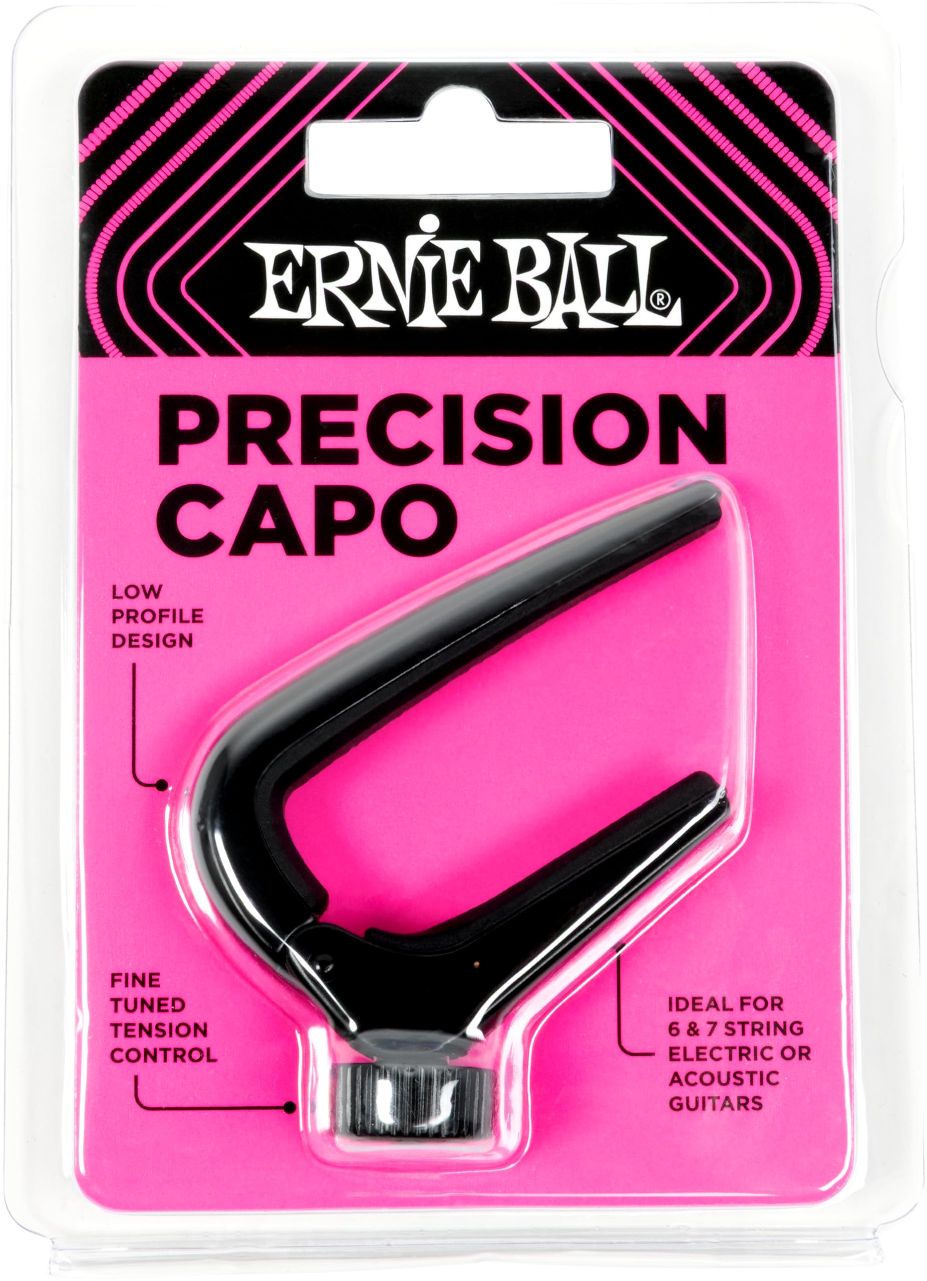 ERNIE BALL 9631 Guitar Capo Precision Capo Allows for fine tension adjustment Black [Authentic] - -