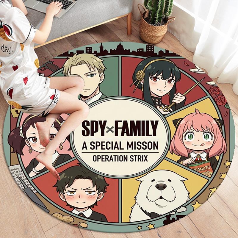 Spy Family Round Area Rug Carpet Rug For Living Room Bedroom Sofa Playroom Decor Nonslip Floor Mat
