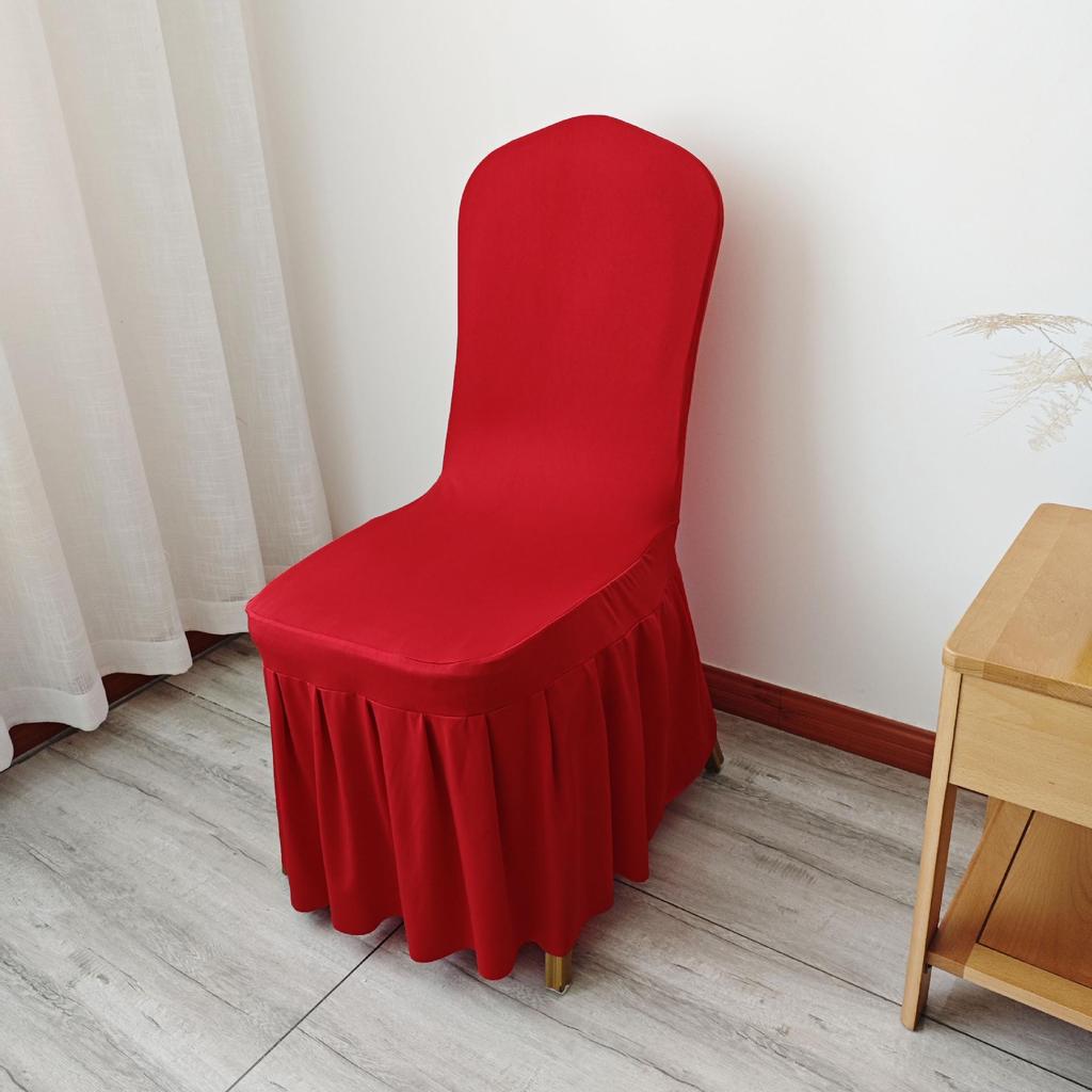 Universal Elastic White Skirt Chair Cover for Weddings & Banquets
