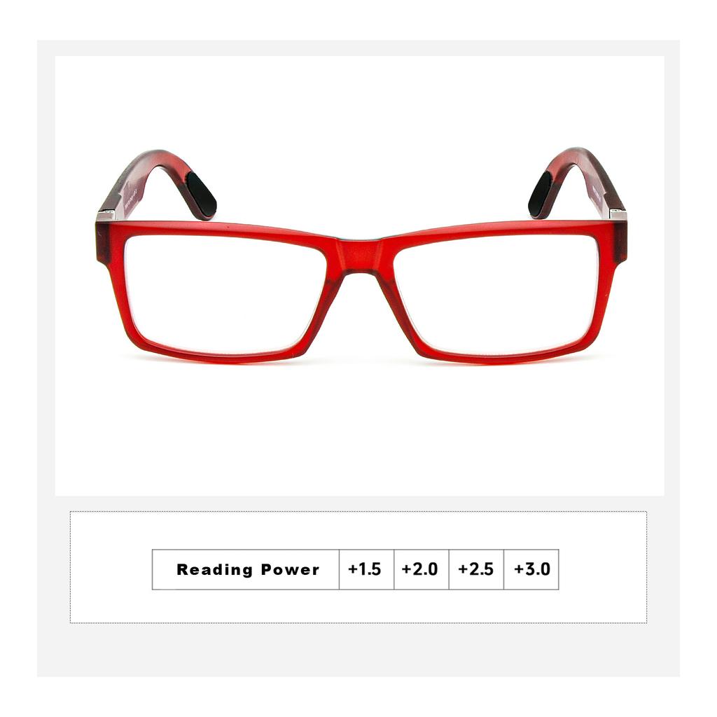 Modische Dicke Rechteckige Lesebrille Leichte Federstahlbügel Anti-Rutsch-Bügel für Damen Herren