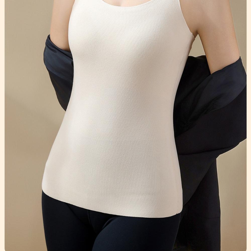 Pearl Double Shoulder Straps Camis Women Solid Color U Neck Crop Tops Fashion Warm Tube Top Female Sleeveless Camisole