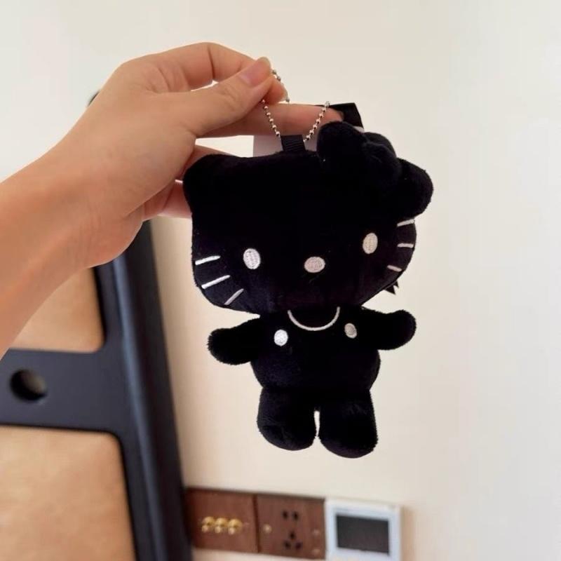 50th anniversary series Hello Kitty doll Pendant Keyring black and white Kitty Cute Cartoon Stuffed car Lovely keychain