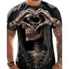 Horror Skull 3D Print Sport Quick-dry Breathable Men T-shirt Halloween Cosplay Party Harajuku Street