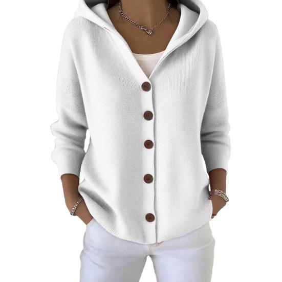 Women's Hooded Cardigan Sweater Casual Long Sleeve Button Down Knit Hoodie Coat Oversized Fall Outerwear