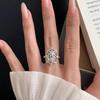 silver  lace embroidered oval brushed Female Ring new in trend exquisite carved rings for women wedding fine