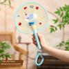 Summer Portable Handmade Woven Straw Fan with Embroidery, Household Mosquito-Repelling Banana Leaf Fan for Children, Durable
