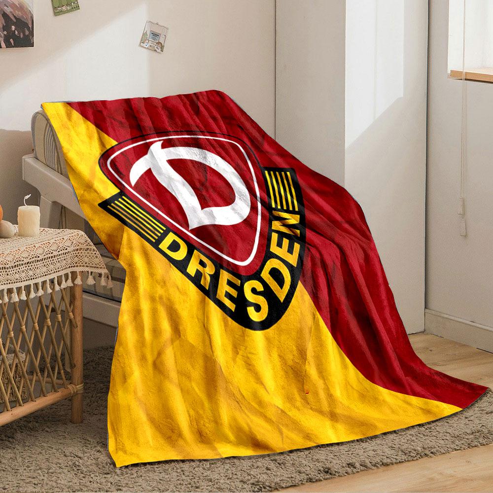 Rote und Gelbe Dresden Logo Decke für alle Jahreszeiten Decke Mittagspause Überwurf Geschenk