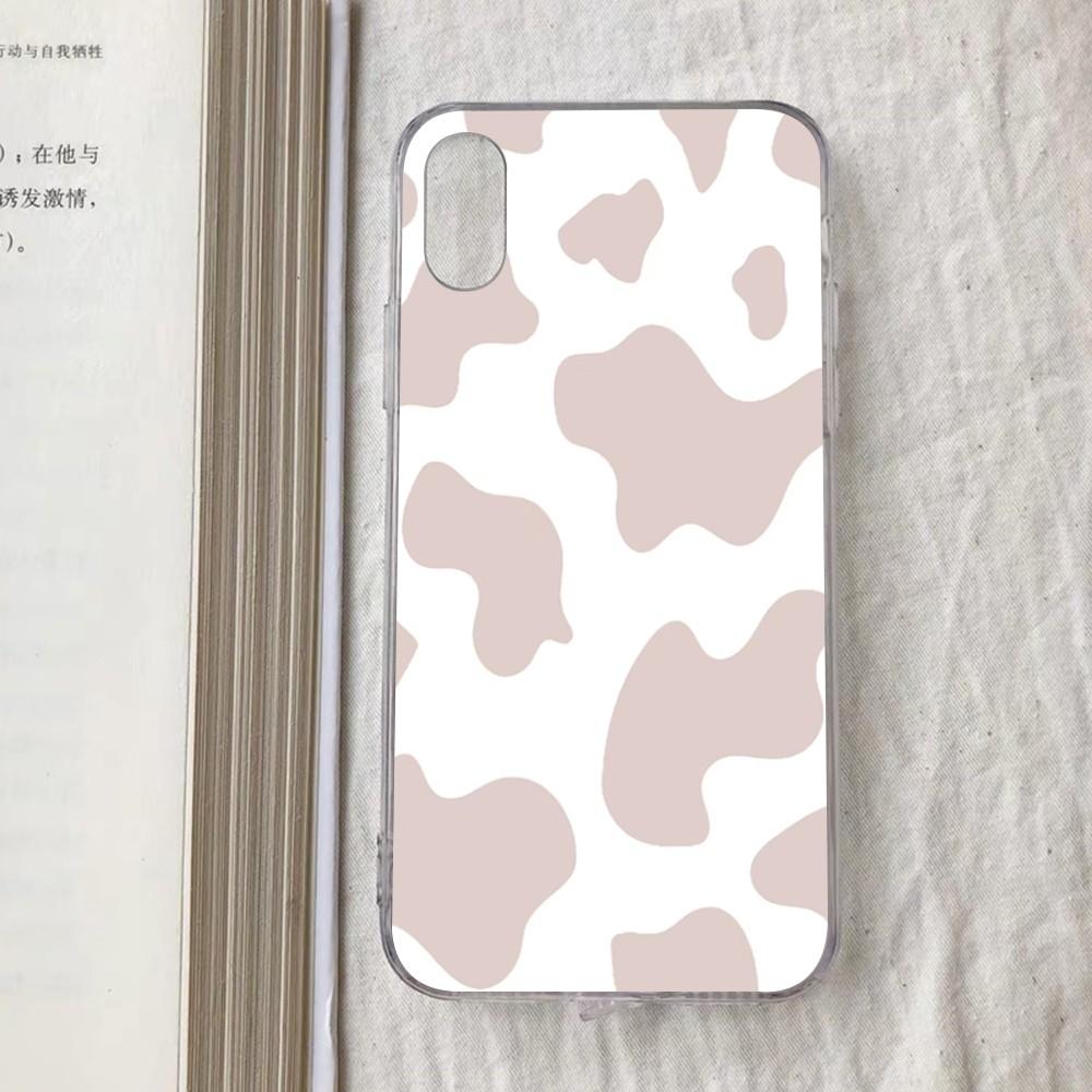 Cow Pattern Phone Case For iPhone 15 13 14 Pro Max XS XR 12 11 Pro 13 Mini 6 7 8 Plus Clear Back Cover Capa