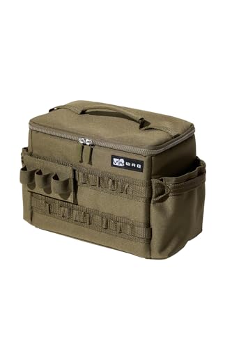 

WAQ MULTI BURNER BOX, a compact storage case for burners, cooking tools, and condiments, perfect for outdoor camping (MOCHA OLIVE)