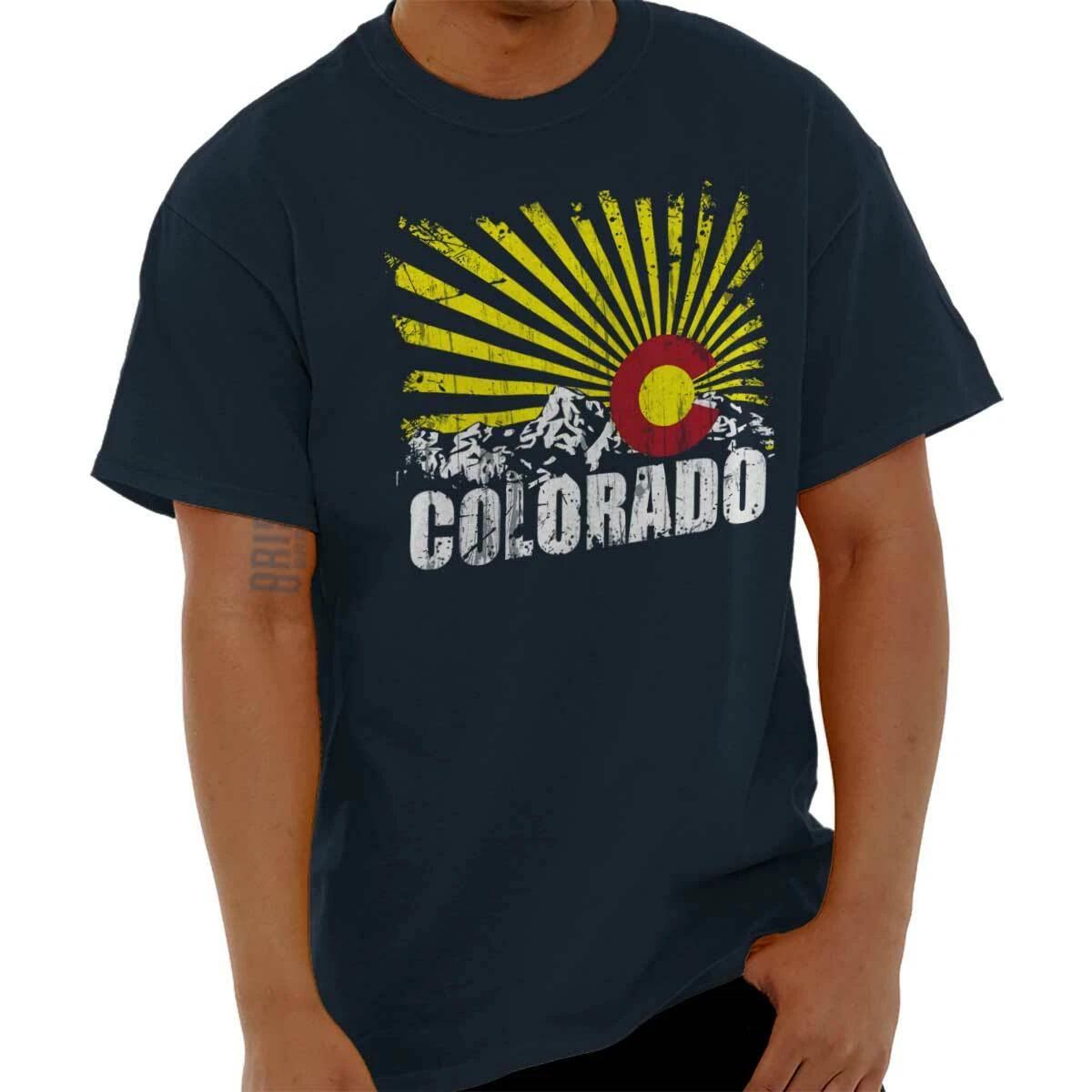 Colorado Flag Rocky Mountains Vacation Gift Adult Short Sleeve Crewneck Tee M