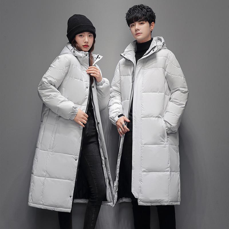 Winter Unisex Hooded Long Over-the-Knee Down Jacket - Thick Warmth with Versatile Style