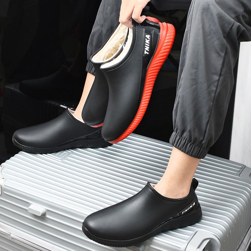 Men's Low Cut Fashionable Anti Slip Waterproof Wear Resistant Rain Shoes Rubber Shoes