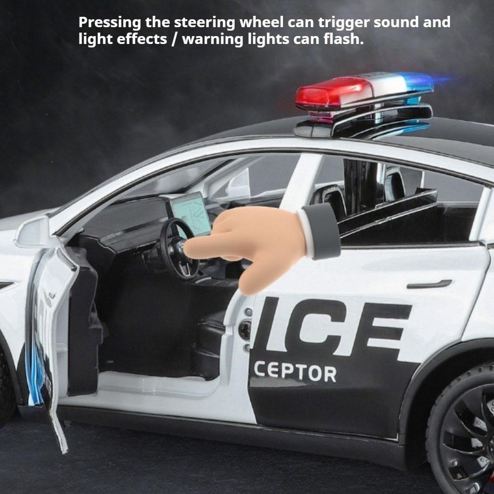 1:24 MODEL Y Prado LC250 Police Car Model Toy Sound Light Public Security 911 Emergency Vehicle Models Birthday Gift for Boys