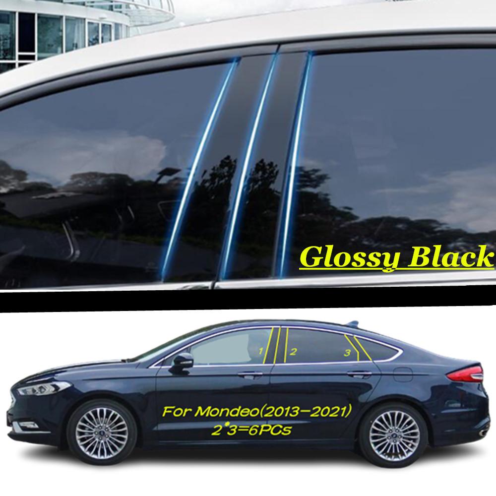 Car TPU/Glossy Mirror Pillar Post Cover Door Trim Window Piano Black Molding Sticker For Ford MONDEO MK4 2013 2014 2015-2025
