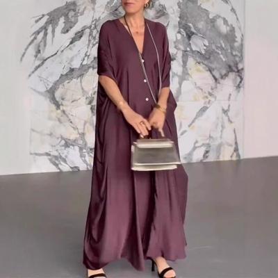 Women's V-neck Satin Loose Casual Dress