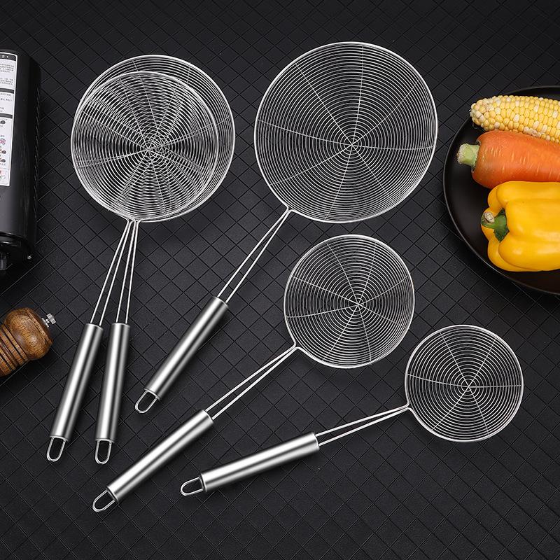 Stainless Steel Oil Frying Spoon Colander Mesh Strainer Round Net Filter Scoop Noodles Dumpling Sieve for Kitchen Accessories