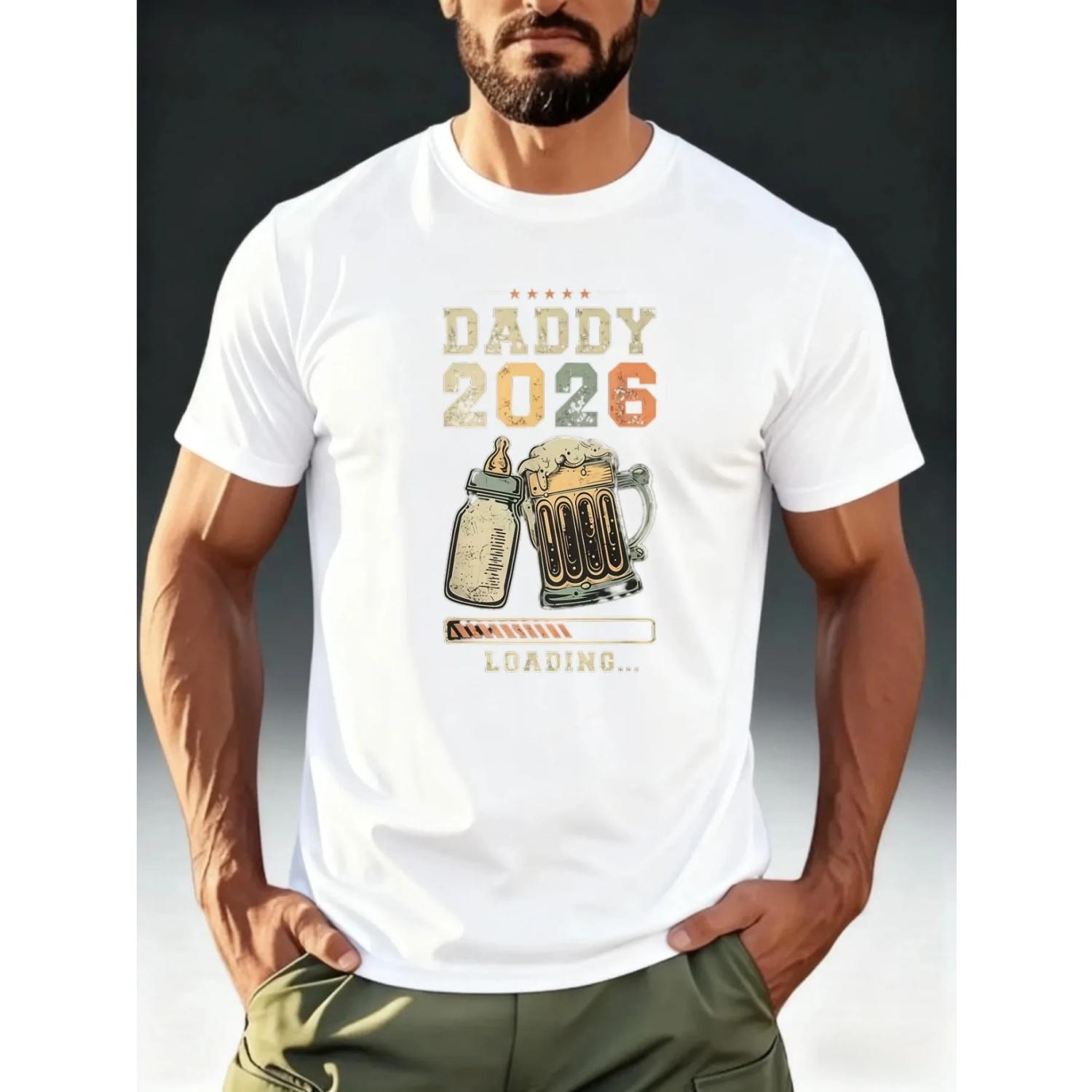 

Men s Short Sleeved T-shirt with _DADDY 2026 Loading.. S чёрный