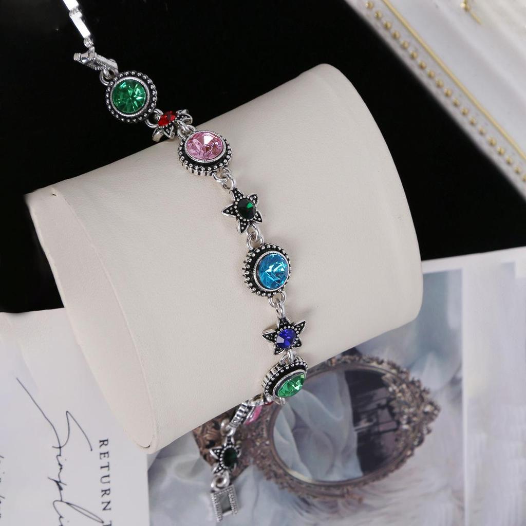Versatile Retro Ethnic Rhinestone Geometric Round Bracelet