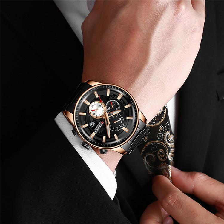 CURREN Men's Calendar Watch with Steel Business Waterproof Quartz Watch