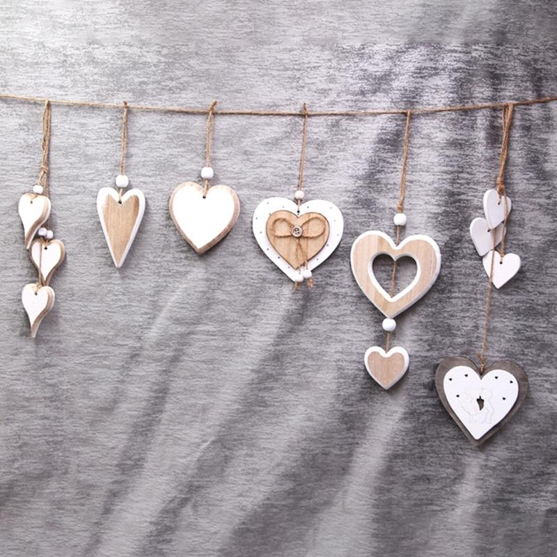 Natural Wooden Heart Shaped Adornment Bedroom Decorative Pendant Hanging Ornament for Weddings and Special Occasion