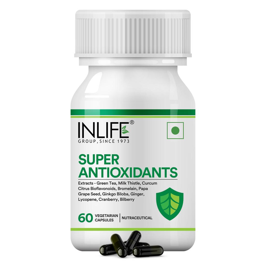 INLIFE Super Antioxidant Supplement, Lycopene Curcumin Green Tea, 60 Caps