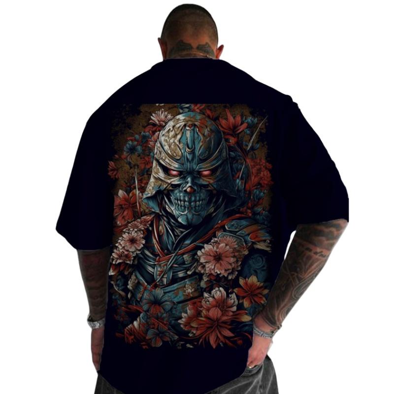 

Футболки Japan Samurai Spirit для мужчин, японский стиль, принт на спине, свободные, большие, модные, футболки, Bushido, мужские подарки, футболки 6XL