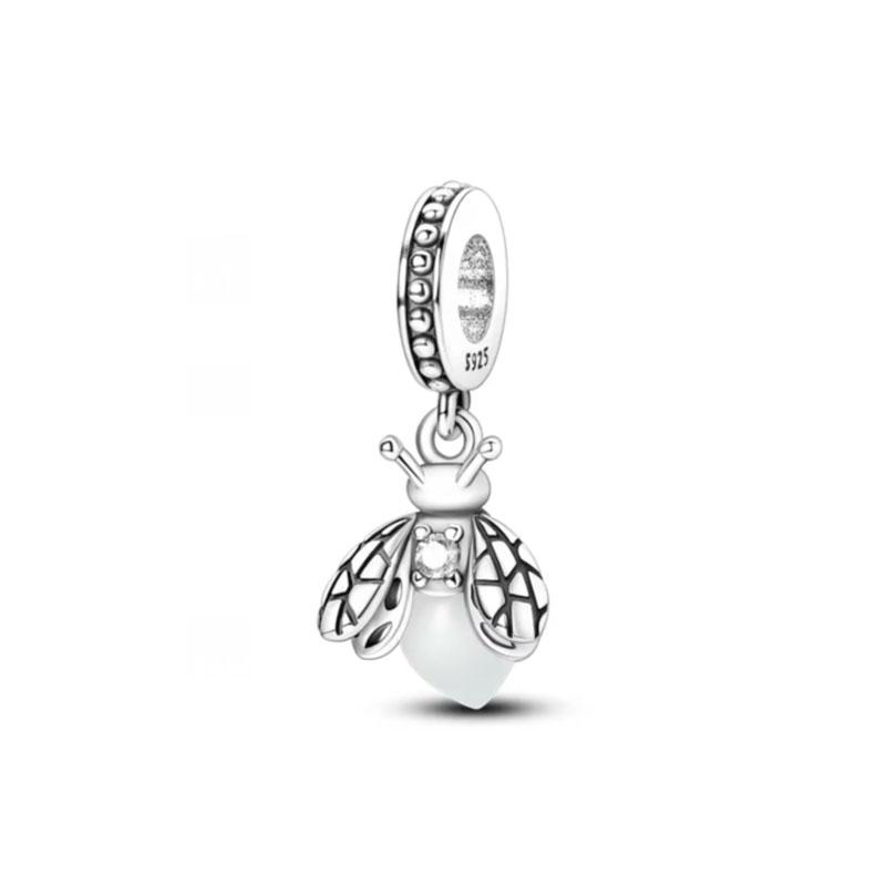 Copper Yellow Honey Bee Pendant Charm Light-In-Dark Firefly Bead Fit Original Bracelet Jewelry For Annversary Gifts