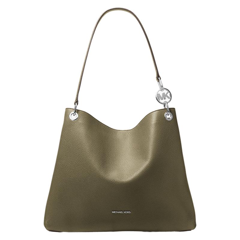 Michael Kors Christina Front Logo Cow Leather Tote Bag Tote Bag Shopping Bag Shoulder Bag Large Size Women's Olive Green