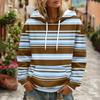 Women's Striped Long Sleeve Hoodie with Pocket and for Casual Wear