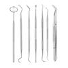 5pc/set Dental Mirror Stainless Steel Dental Dentist Prepared Tool Set Probe Tooth Care Kit Instrument Tweezer Hoe Sickle Scaler
