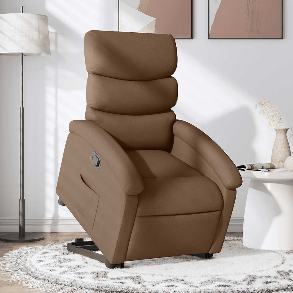Recliner with Rising Function Brown Fabric