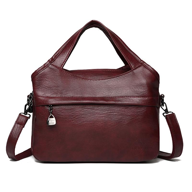 

Fashion Vintage Leather Shoulder Bag for Women Multi Compartment Handbag Retro Shoulder Bag Perfect for Shopping Daily Life and Weekend Outings 27× 14 × 17 cm червоний