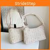 Trendy Woven Handbag 2024 Fashionable Casual Tote Soft Velvet Cream White