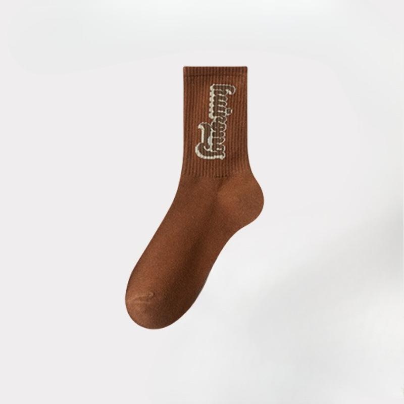 

Мужские летние тонкие хлопковые носки средней длины с мультяшным баскетбольным принтом 1 pair кофейный