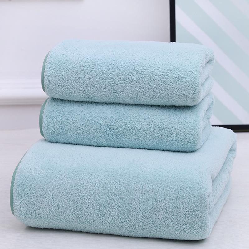 Thickened Lint-Free Coral Fleece Bath Towel Set - Extra Large, Absorbent, 3-Piece Household Set