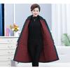 Chinese Style Embroidered Cotton Coat for Middle Aged Women Thickened Warm Long Jacket with Frog Buttons