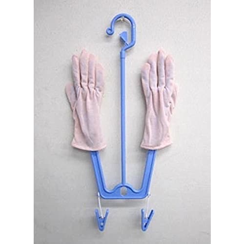 Sawafuji Glove Drying Rack, Light Blue, Made in Japan, with Clothes Drying Clothesline and Glove Hanger, Includes Pinch, Suitable for Cooking, Leather