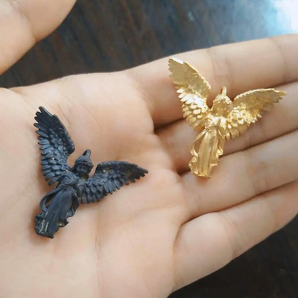 Gold/schwarz Vintage Goldn Engel Halskette für Frau ästhetischen Charme Encanto Anhänger paar männliche Schmuck Valentinstag Geschenk