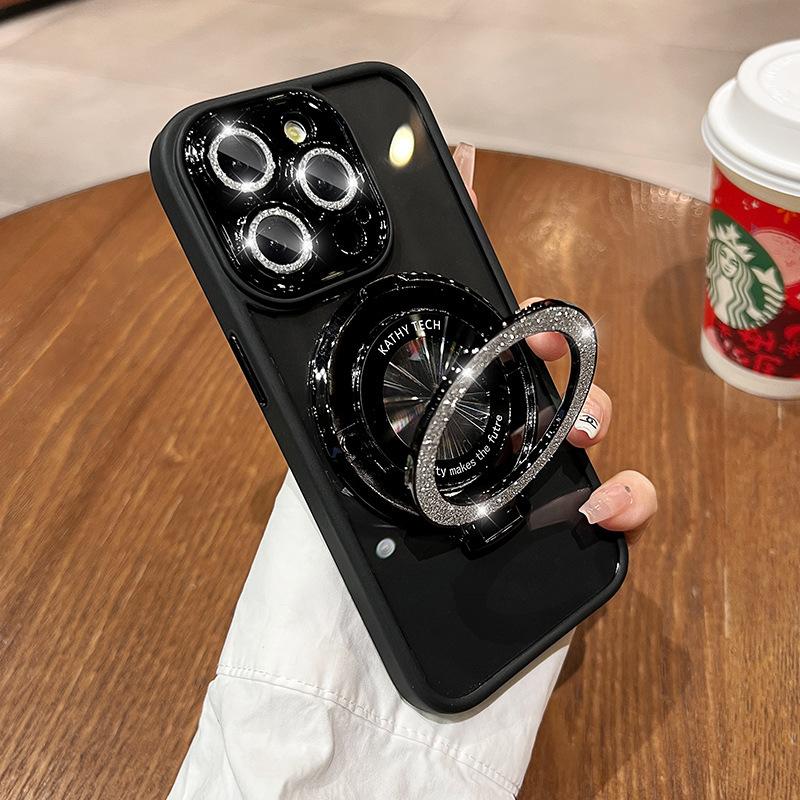 

Подходит для чехла для мобильного телефона Apple 16promax IPhone 15 Пленка для объектива Магнитный кронштейн с блестками Защитный чехол Жесткий iPhone 11