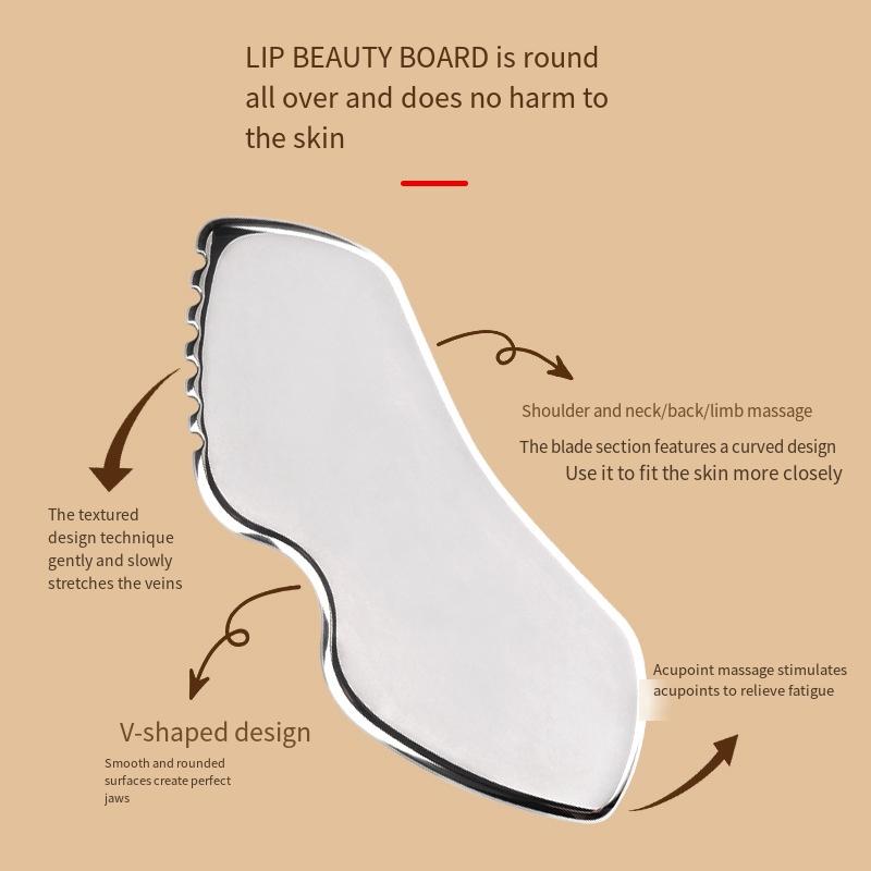 

Face Skin Care Tools Set Large Size Stainless Steel Gear Lip Shape Scraping Board Body Neck Eye Wrinkle Removal Firming Massager