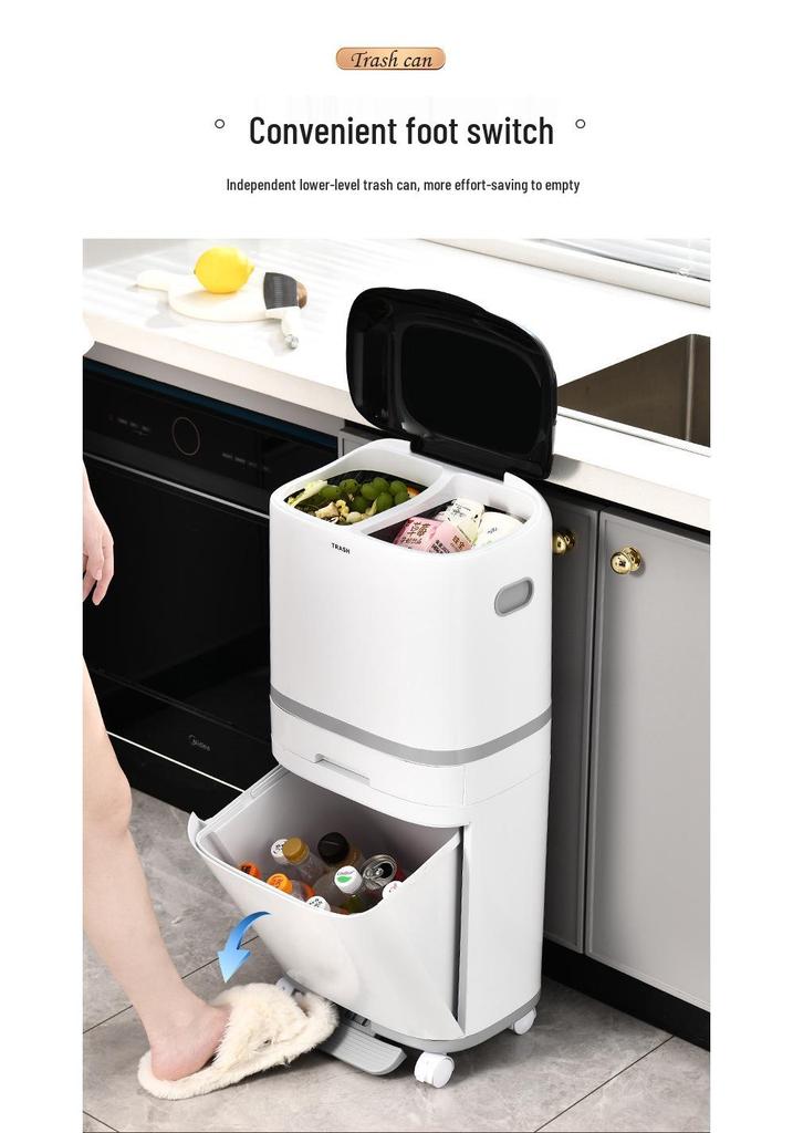 Premium Kitchen Trash Can with Lid, Pedal, and Waste Sorting
