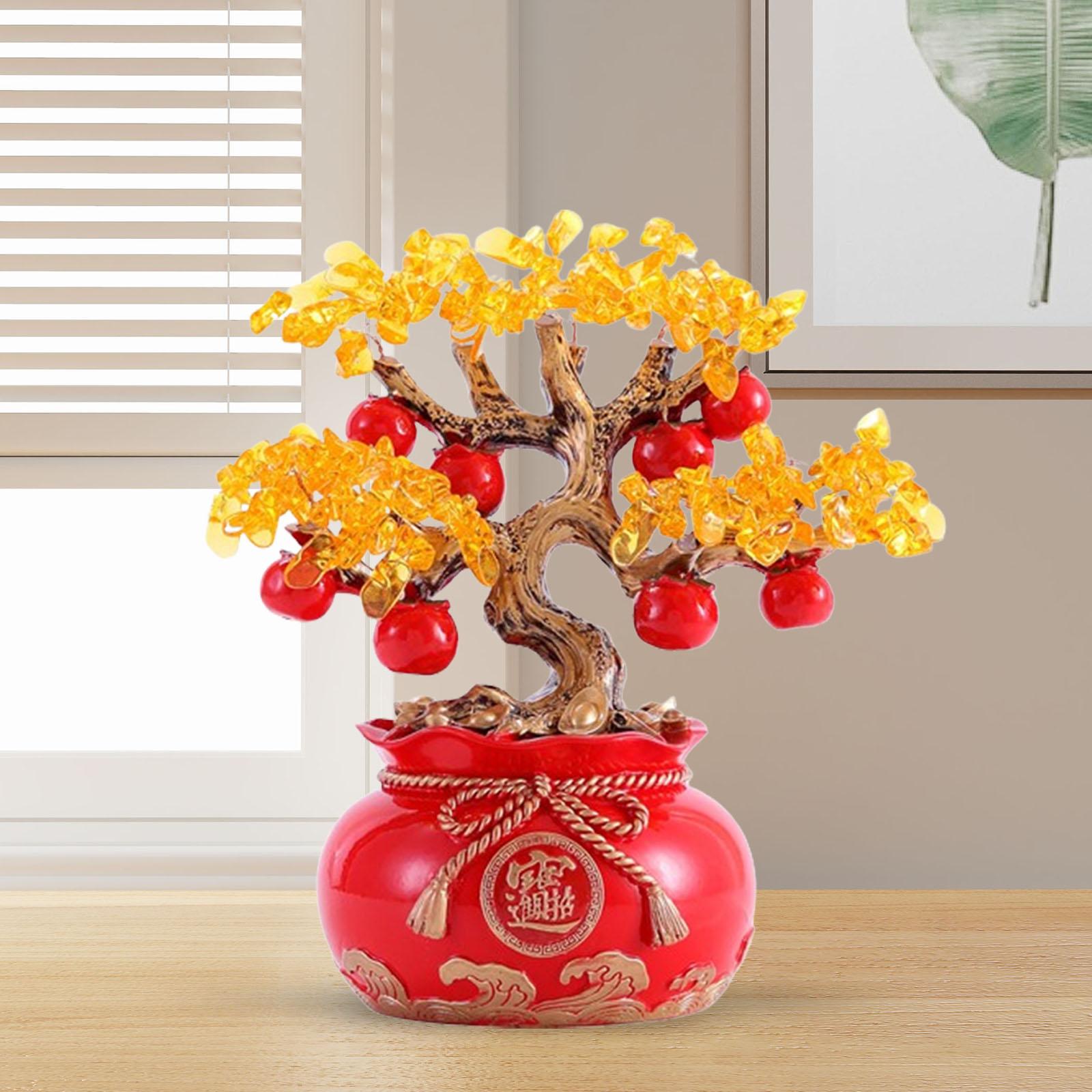 

Persimmon Resin Statue Blessing Ornament Holiday Table Centerpiece Chinese Good красный
