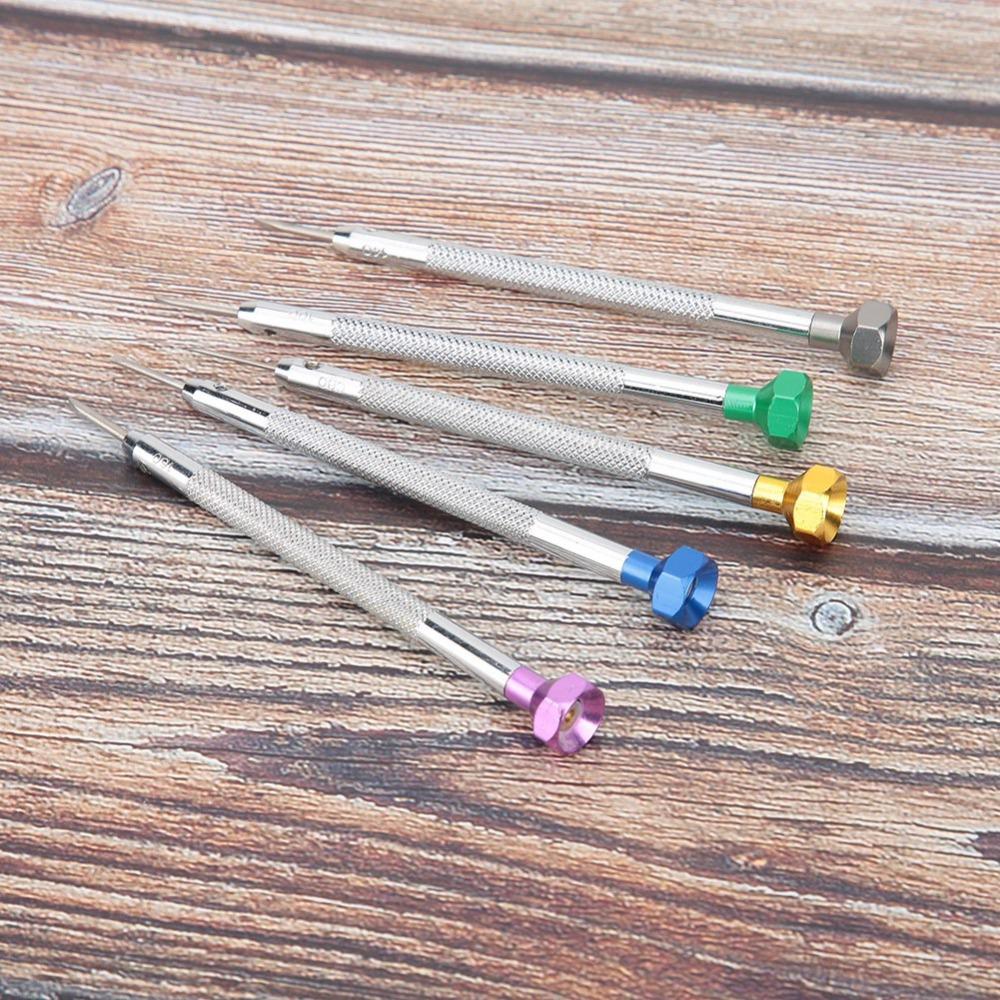 5Pcs Steel Watch Repair Screwdriver 5 different flat Watchmaker Tool Eyeglass screw adjustment