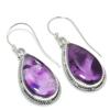 Natural Brazilian Amethyst Gemstone 925 Solid Sterling Silver Earring 1.75" D1h94
